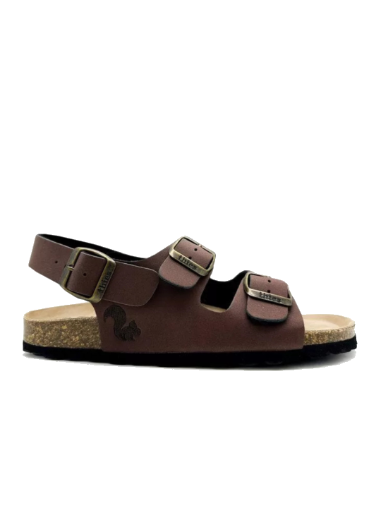 Vegane thies ® Eco Bio Backstrap Sandale aus rec. PET mit Kork-Tieffussbett