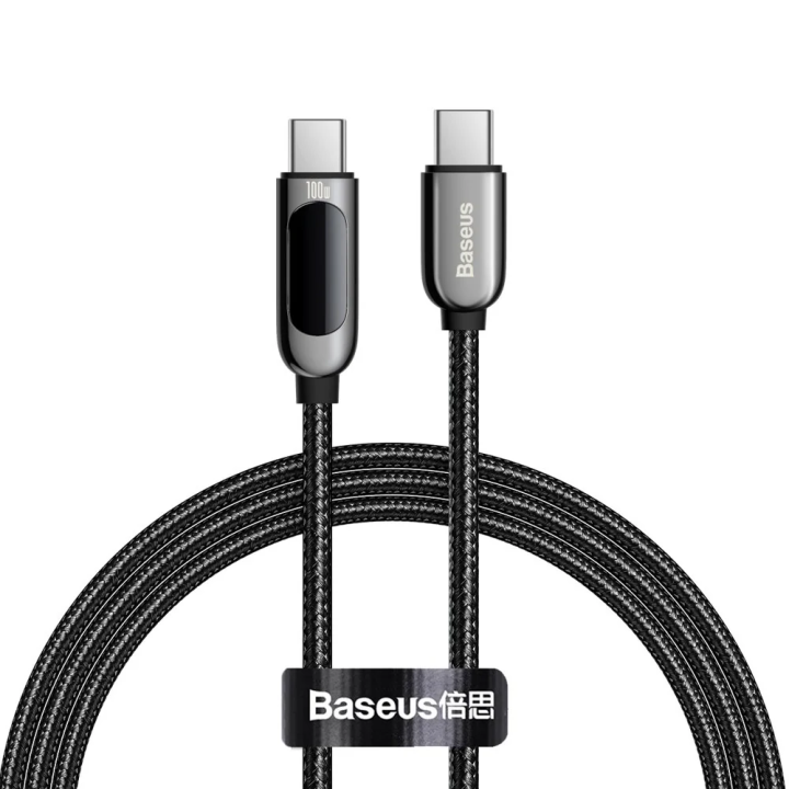 Baseus Display USB-C auf USB-C Kabel 100W 1m | Schwarz | LED-Display