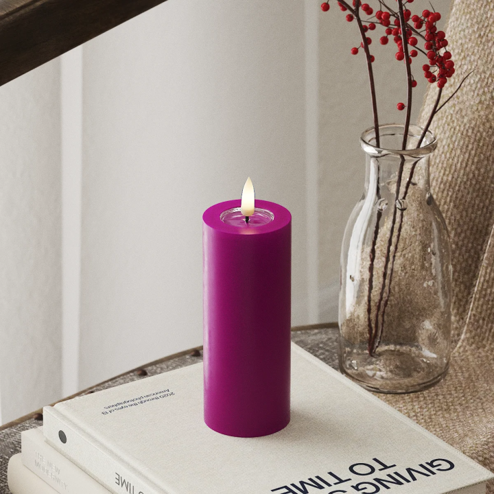 LED-Blockkerzen Ø 5 x 12,5 cm Violett