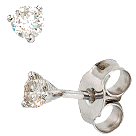 Ohrstecker rund 585 Gold Weißgold 2 Diamanten Brillanten 0 25ct. Ohrringe