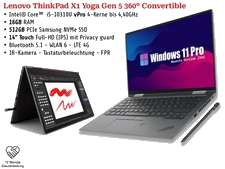 Lenovo ThinkPad X1 Yoga Gen 5 i5 10310U 16GB RAM 512GB NVMe Touch LTE Win 11 Pro