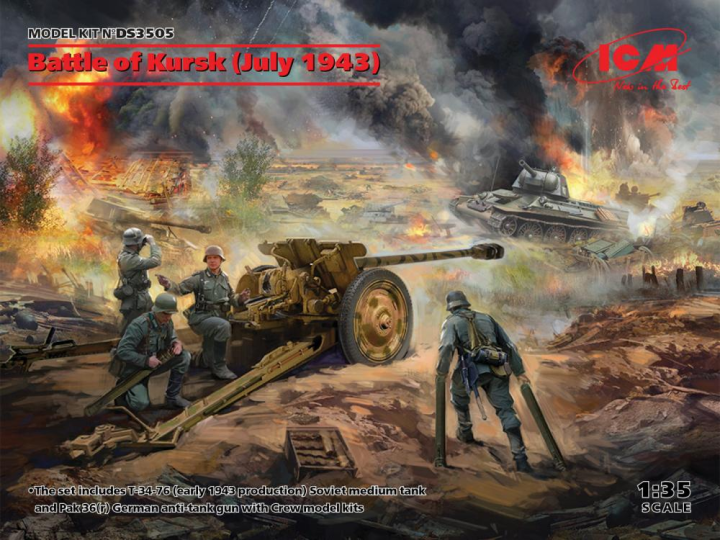 Battle of Kursk (July 1943) (T-34-76 (early 1943),Pak 36(r ) with Crew(4 figures))