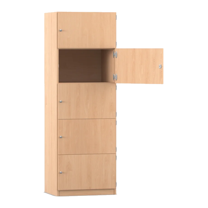Schließfachschrank, 64,1 cm breit, mit 5 Fächern, Buche hell
