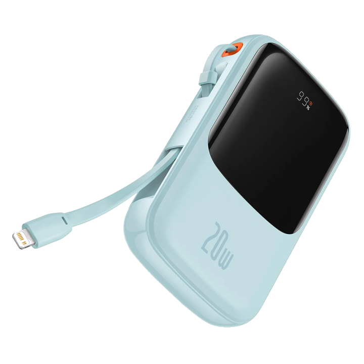 Externer Akku Baseus Qpow Pro, 20000mAh, 20W, QC + PD, 1 x Lightning - 1 x USB-A - 1 x USB-C, Blau PPQD030003