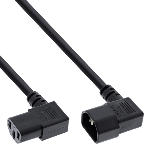InLine® Netzkabel Kaltgeräteverlängerung, C13 auf C14, 90� abgewinkelt, 0,5m