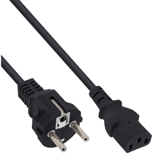 InLine® Netzkabel, Schutzkontakt auf Kaltgerätestecker C13, schwarz, 1 m
