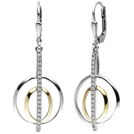 Ohrhänger 925 Sterling Silber bicolor vergoldet 38 Zirkonia Ohrringe Boutons