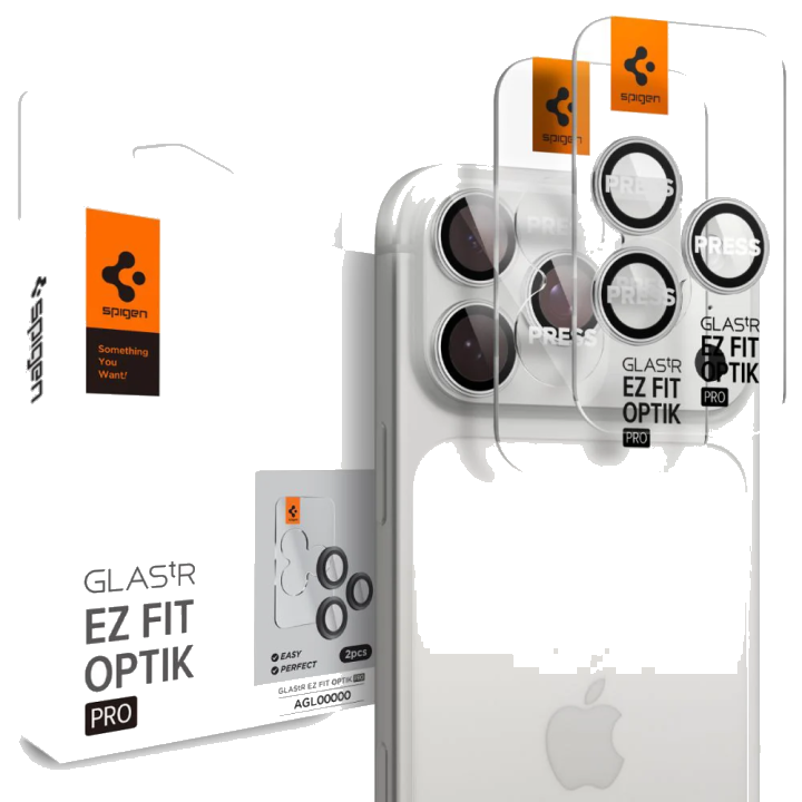 Schutzfolie für die Rückkamera Spigen GlastR EZ FIT Optik Pro für Apple iPhone 17 Pro Max / 17 Pro, Gehärtetes Glas, Set mit 2 Stück, Silberfarben