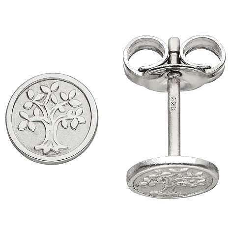 Ohrstecker Baum Lebensbaum 925 Sterling Silber mattiert Ohrringe Silberohrringe
