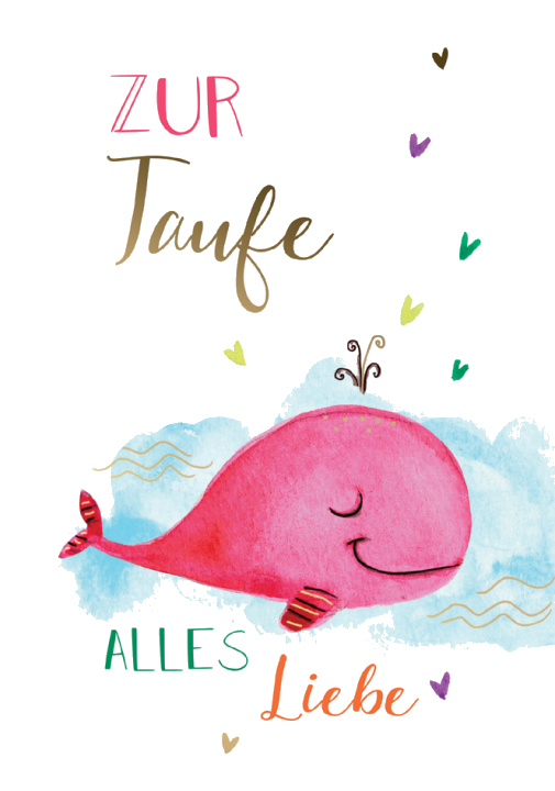 CACTUS Taufkarte , Pinker Wal,