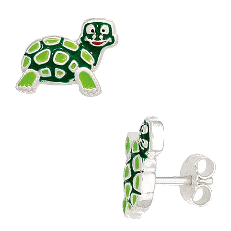Kinder Ohrstecker Schildkröte grün 925 Sterling Silber Ohrringe Kinderohrringe