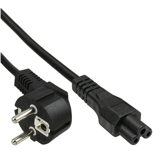 InLine® Netzkabel für Notebook, Schutzkontakt gewinkelt auf IEC C5, 2m