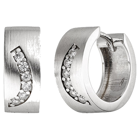 Creolen 925 Silber matt 12 Zirkonia Ohrringe Silbercreolen Silberohrringe