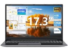 2026 SGIN 17,3 Zoll FHD IPS Laptop Intel Core i3 4GB RAM 128GB SSD Windows 11