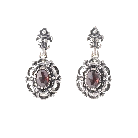 Ohrringe 925 Silber Trachtenschmuck Granat