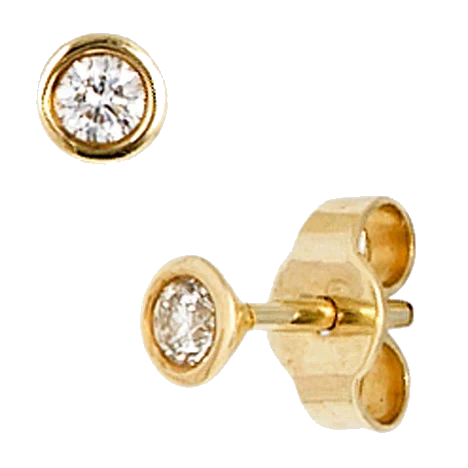 Ohrstecker rund 585 Gold Gelbgold 2 Diamanten Brillanten 0 10ct. Ohrringe