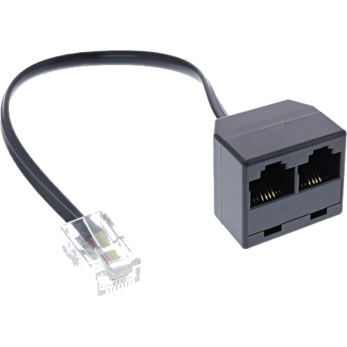 InLine® ISDN Verteiler 1x RJ45 ST / 2x RJ45 BU, (8P4C), o. Endwiderstände, 0,15m