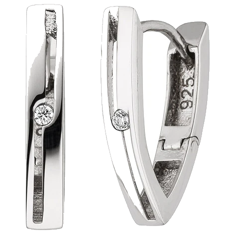 Creolen 925 Sterling Silber 2 Zirkonia Ohrringe Silbercreolen Silberohrringe