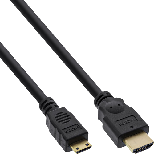 InLine® HDMI Mini auf HDMI Kabel, vergoldete Kontakte, schwarz, 1 m