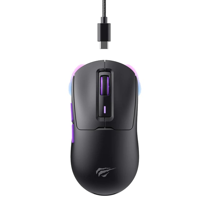 Gaming-Maus Wireless HAVIT MS969WB, RGB, 1000DPI - 16000DPI, BT / Wi-Fi / Kabelgebunden, Schwarz