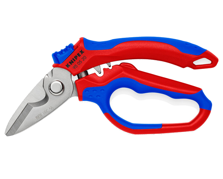 KNIPEX 95 05 20 SB Gewinkelte Elektrikerschere 160 mm mit Mehrkomponenten-Hüllen glasfaserverstärkt