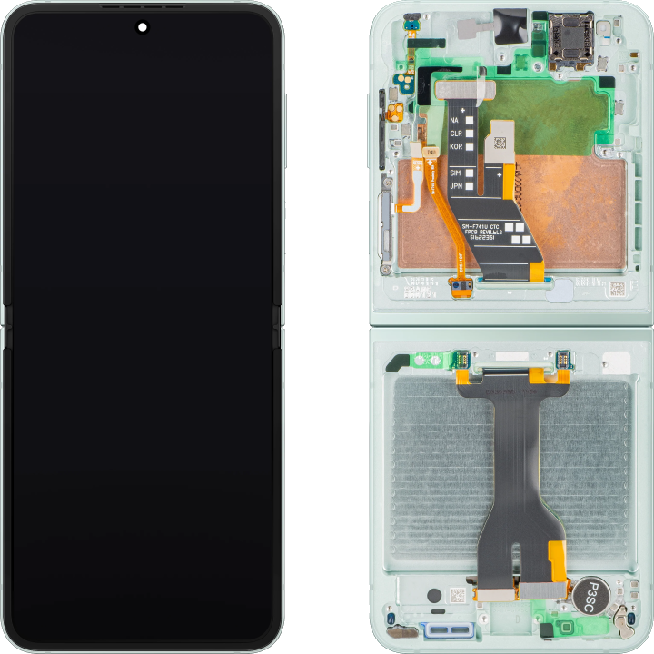 Display mit Touchscreen Samsung Galaxy Z Flip6 F741, mit Rahmen, Unter Inner, Grün (Mint), Service Pack GH82-35014D