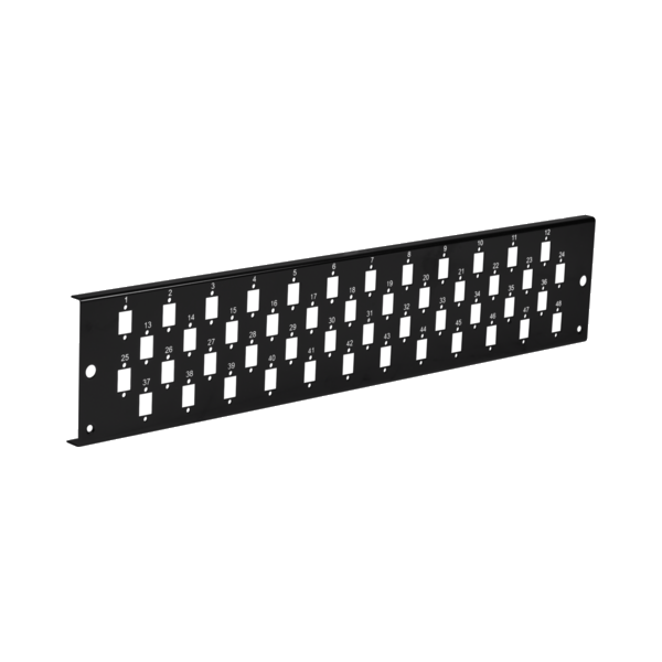 Frontplatte 2HE 48 x SC Simplex/E2000®, Simplex/MTRJ/LC Duplex schwarz