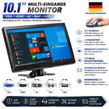 10.1" PC TV Mini Fernseher Computer Monitor LCD Anzeige Display BNC AV VGA HDMI