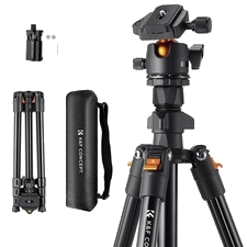 K&F CONCEPT 163cm Kamera Stativ Reisestativ für Smartphone Video 17.6lb/8kg Load