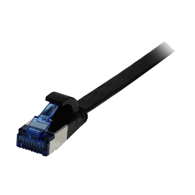Synergy21 Patchkabel RJ45, CAT6A 500Mhz, 0,5m, schwarz, U/FTP, flach, TPE(Superflex), AWG32,