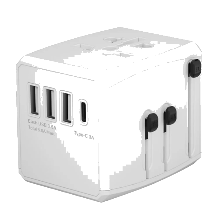 Netzladegerät Techsuit HHT904-B3 Travel, 30W, 3A, 3 x USB-A - 1 x USB-C, Weiß