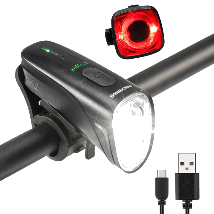 ROCKBROS Fahrradlicht Set USB Aufladbar Fahrrad Frontlicht & Ru00fccklicht