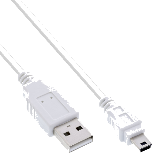 InLine® USB 2.0 Mini-Kabel, USB A Stecker an Mini-B Stecker (5pol.), weiß, 1m