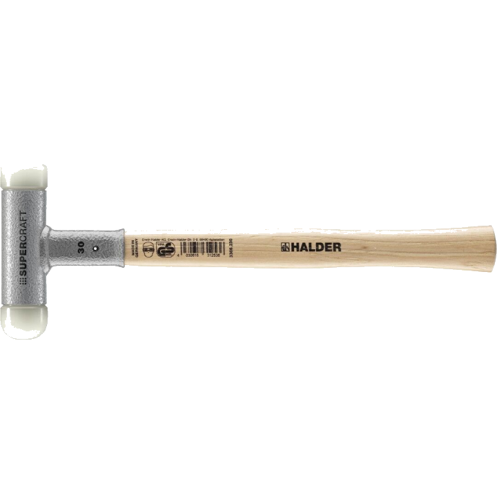 HALDER SUPERCRAFT Schonhammer Ø 30 mm rückschlagfrei mit Hickorystiel | Gravur möglich