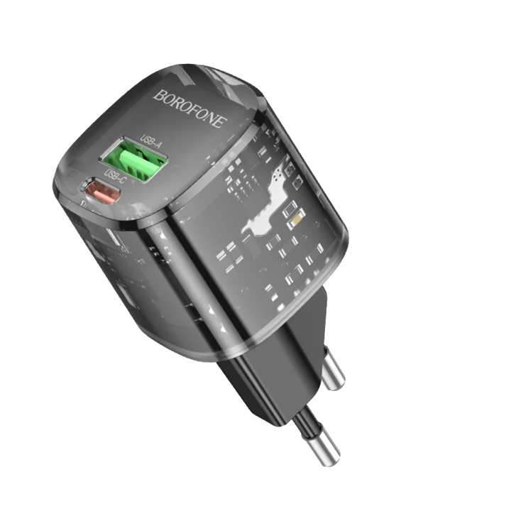 Netzladegerät Borofone BN17 Sunlight, 20W, 3A, 1 x USB-A - 1 x USB-C, Schwarz