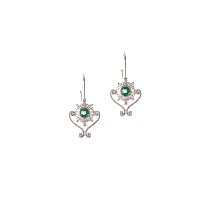 Ohrringe Bouton 925 Silber Zirkonia grün