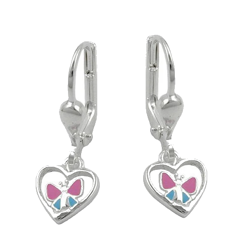 Ohrringe Brisur Herz mit Schmetterling Silber 925