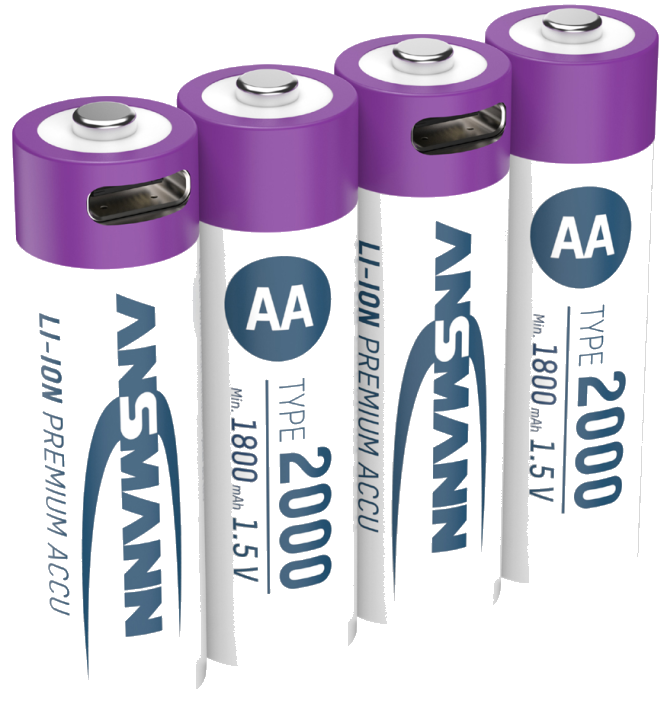 Li-Ion Akkus Mignon AA Typ 2000 (min. 1800 mAh) 4er Karton
