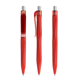 prodir® Druckkugelschreiber QS20 Soft Touch PRT Push, blaue Mine, rot/silber satiniert