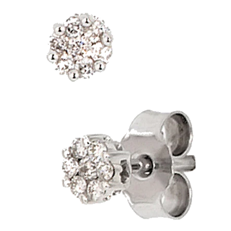 Ohrstecker 585 Gold Weißgold 14 Diamanten Brillanten 0 15ct. Ohrringe