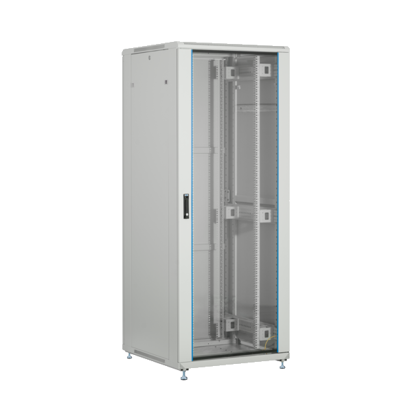 19'' Netzwerkschrank PEL 42HE 600x600 RAL7035, Front Glas 1-tlg., Rück Stahl 1-tlg. 1 x SH