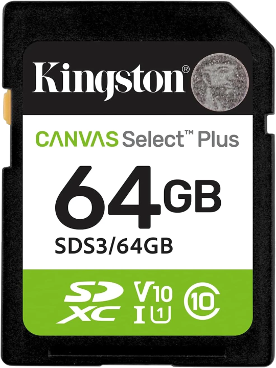 Kingston Technology 64GB SDXC Canvas Select Plus Gen3 100MB/s C10 UHS-I U1 V10 (SDS3/64GB)