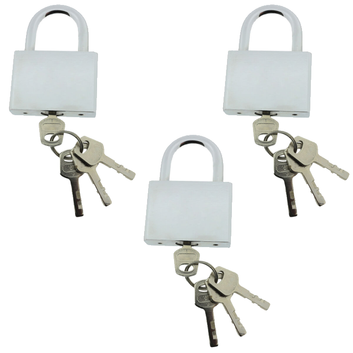 3 x Sicherheits Vorhängeschloss 75 mm aus Stahl inkl. 12 Schlüsseln verschiedenschließend
