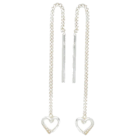 Durchzieh-Ohrhänger Herz 925 Sterling Silber Ohrringe zum Durchziehen