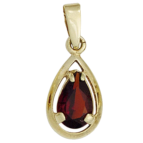 Anhänger Tropfen 333 Gold Gelbgold 1 Granat rot Goldanhänger
