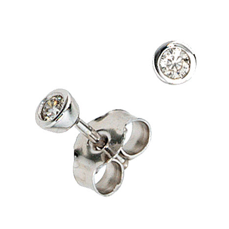 Ohrstecker rund 585 Gold Weißgold 2 Diamanten Brillanten 0 10ct. Ohrringe