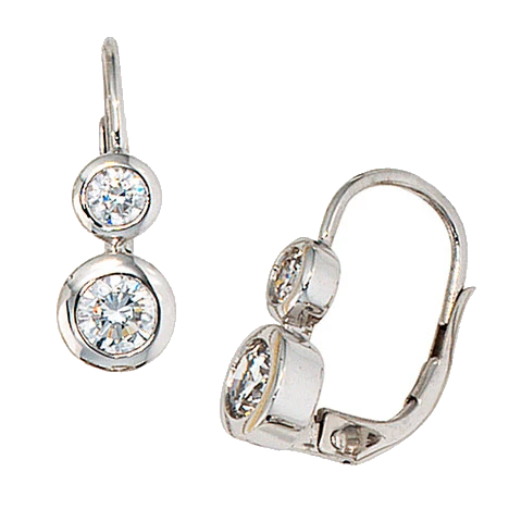 Boutons 333 Gold Weißgold 4 Zirkonia Ohrringe Ohrhänger Goldohrringe