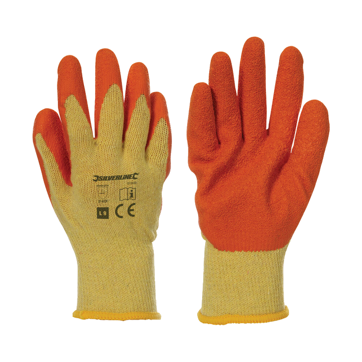12 Paar Latex-Bauarbeiterhandschuhe Größe 9 L EN 388