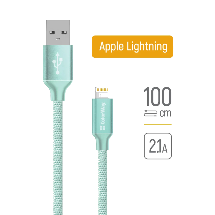 Daten- und Ladekabel USB-A - Lightning ColorWay CW-CBUL004, 18W, 1m, Grün