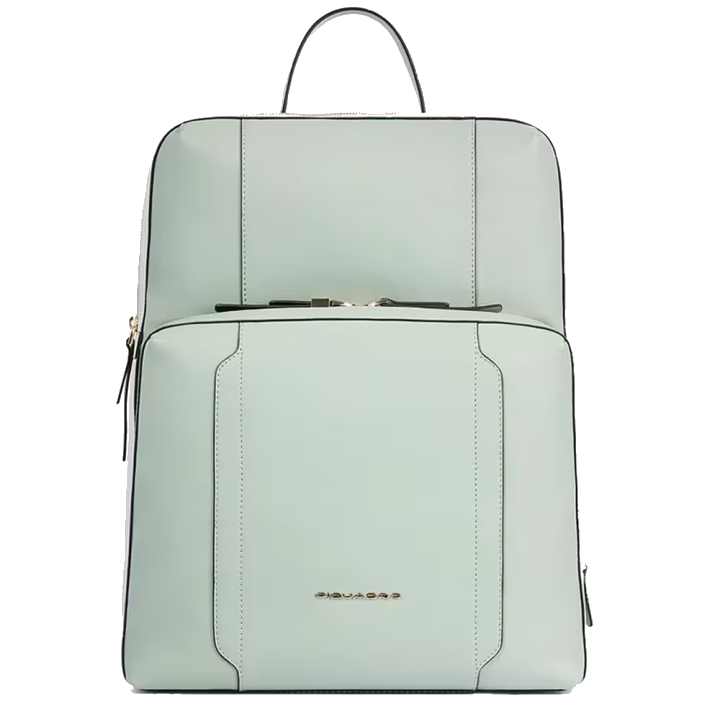 Piquadro Circle Leder-Laptop-Rucksack Damen 15,6" erweiterbar Grün